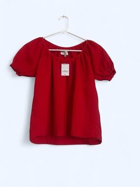 NWT Madewell Texture and Thread red peasant top blouse